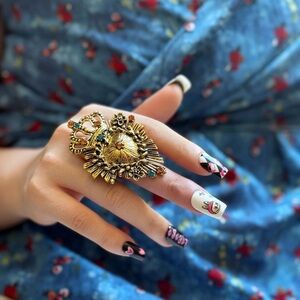 🆕 Gold Statement Sunburst Cocktail Ring